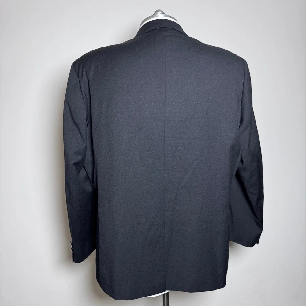 Michael Kors Blazer Mens 52 R Navy Blue Solid Wool Blend Two‎ Button Sport Coat